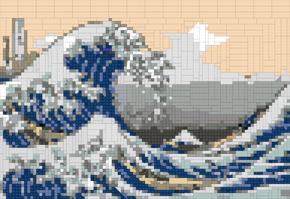 Great Wave as a brick mosaic