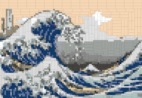 Great Wave as a brick mosaic