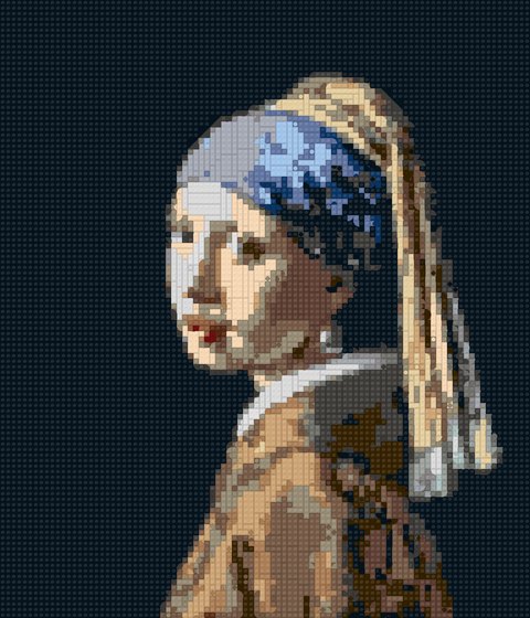 Girl Pearl Earring as a brick mosaic