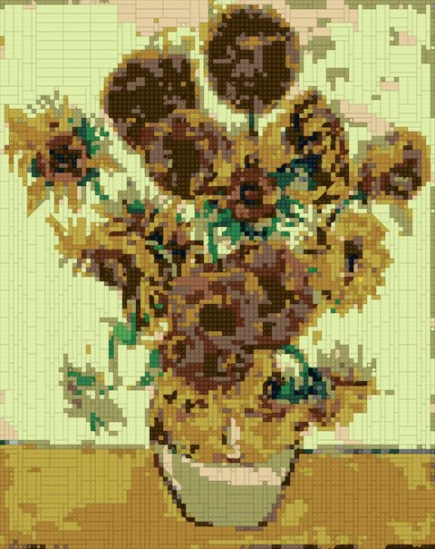 Sunflowers as a brick mosaic