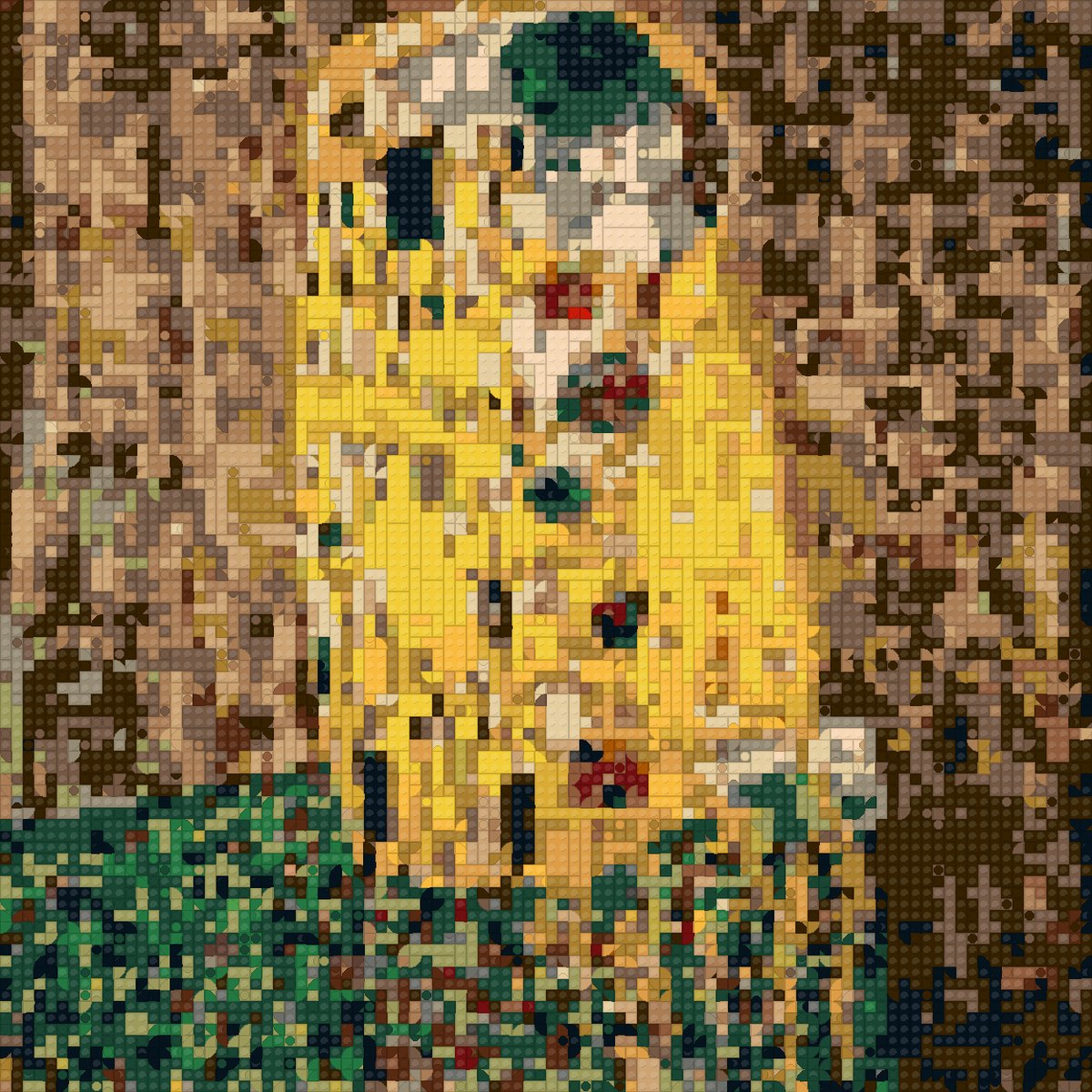 The Kiss as a brick mosaic