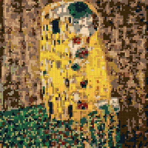 The Kiss as a brick mosaic