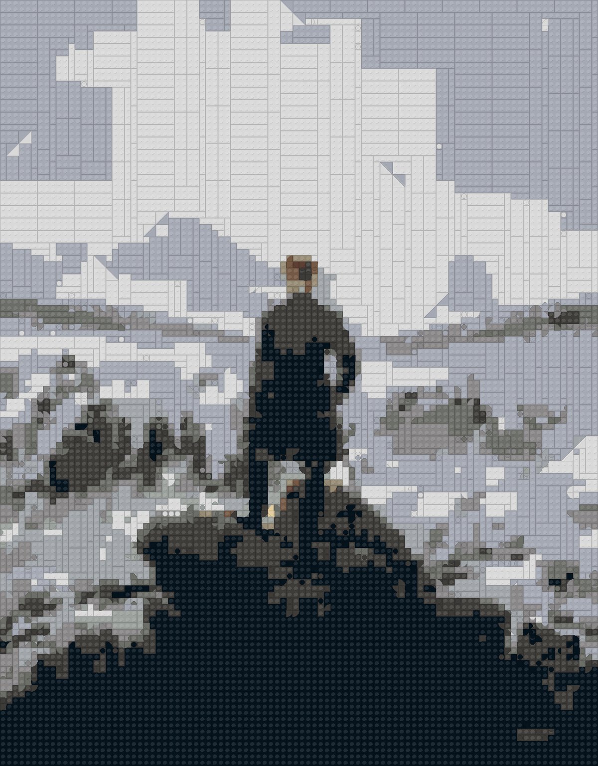 Wanderer Fog as a brick mosaic