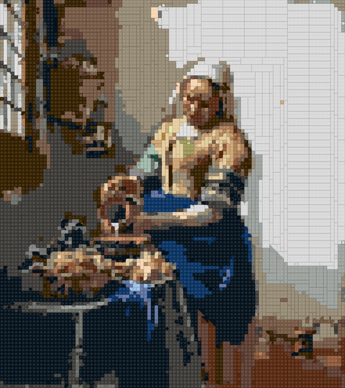 Milkmaid as a brick mosaic
