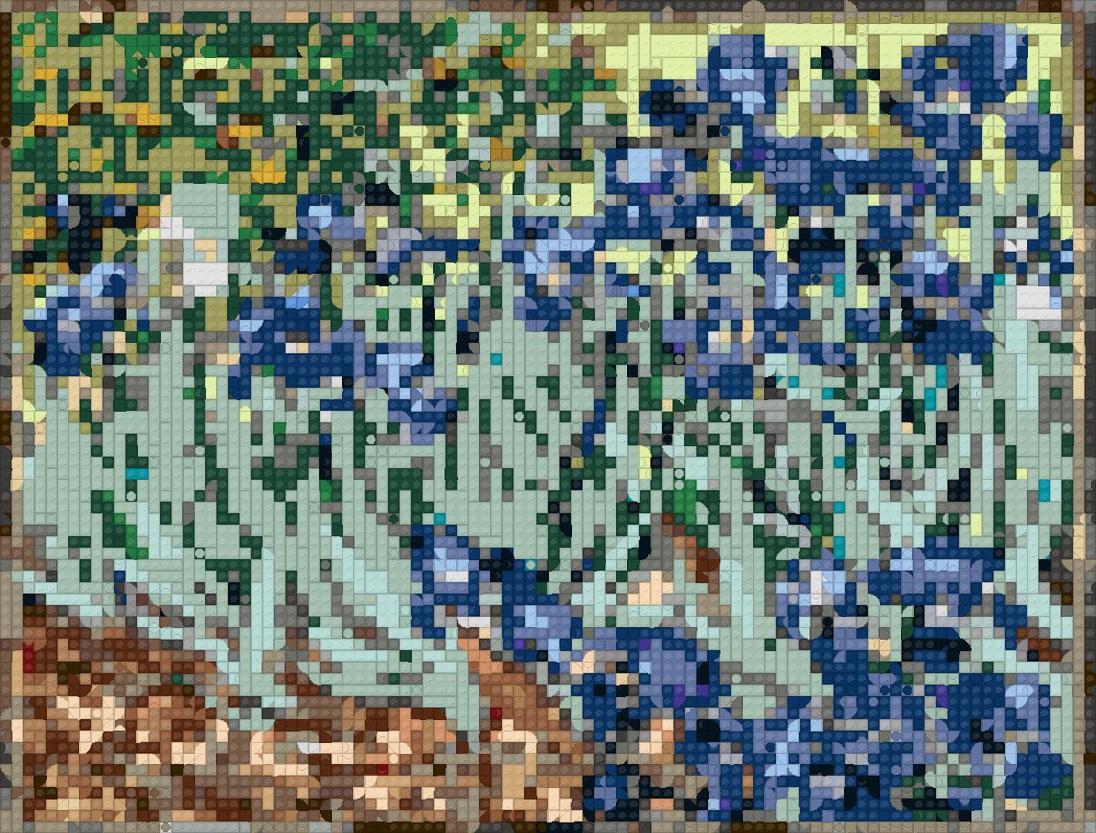Irises as a brick mosaic