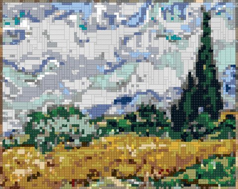 Wheat Cypresses as a brick mosaic