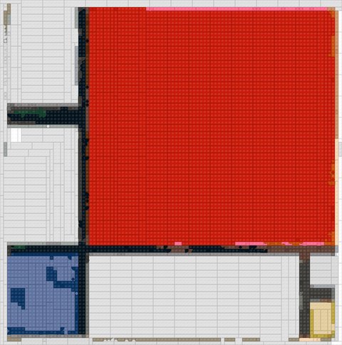 Mondrian Rby as a brick mosaic