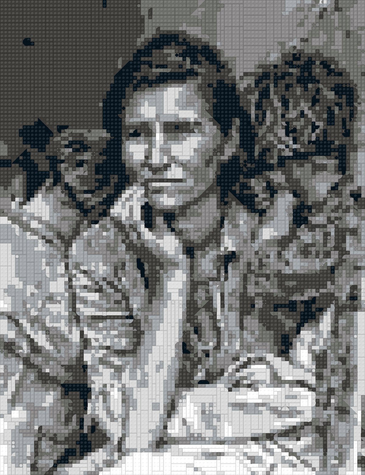Migrant Mother as a brick mosaic