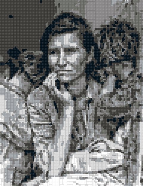 Migrant Mother as a brick mosaic