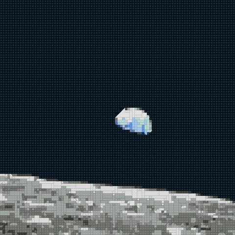 Earthrise as a brick mosaic