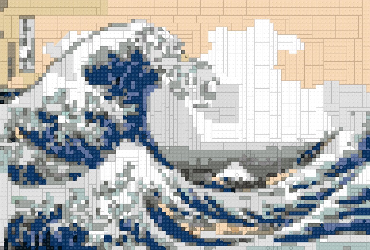 Tsunami Hokusai as a brick mosaic