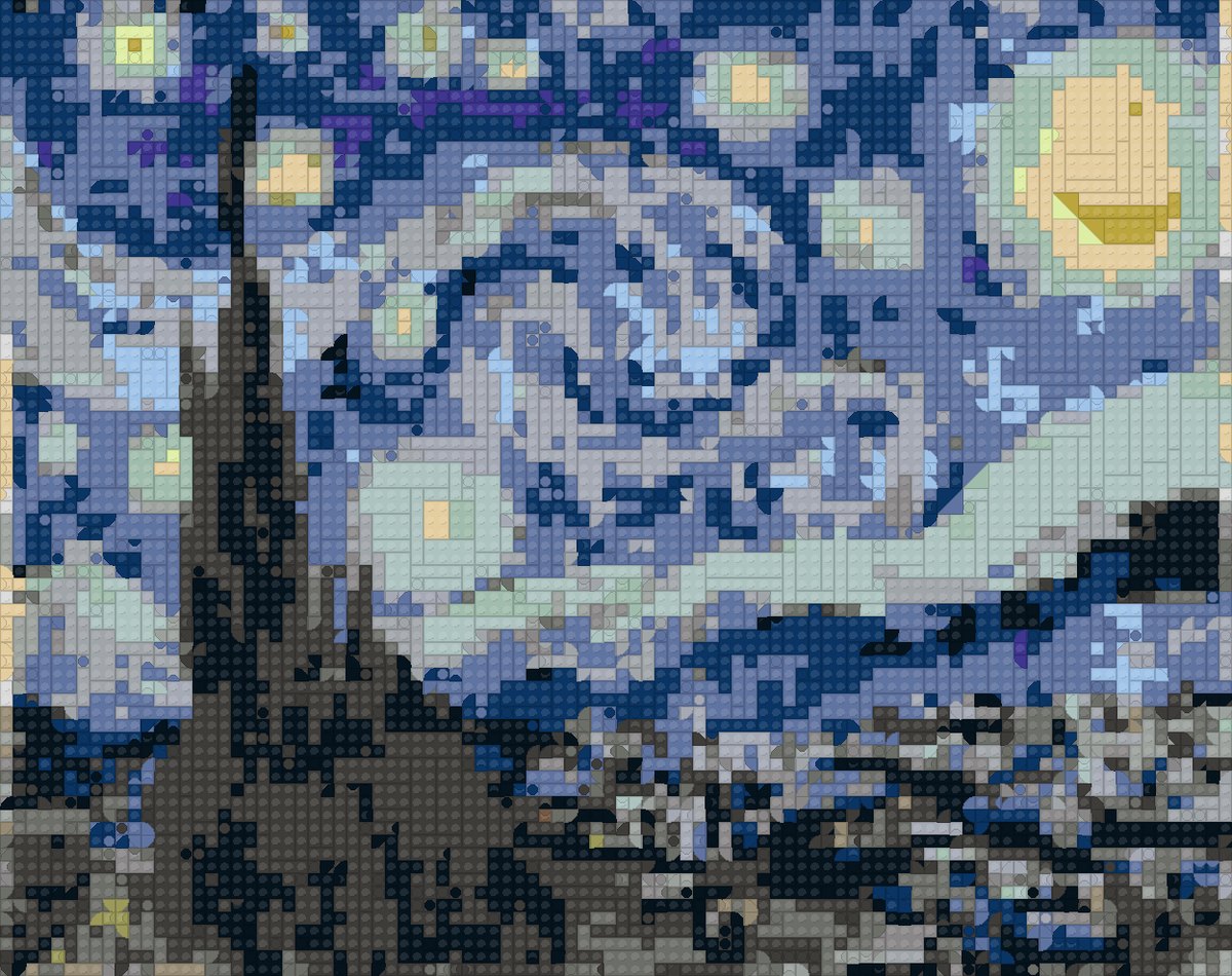 Starry Night as a brick mosaic