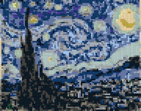 Starry Night as a brick mosaic