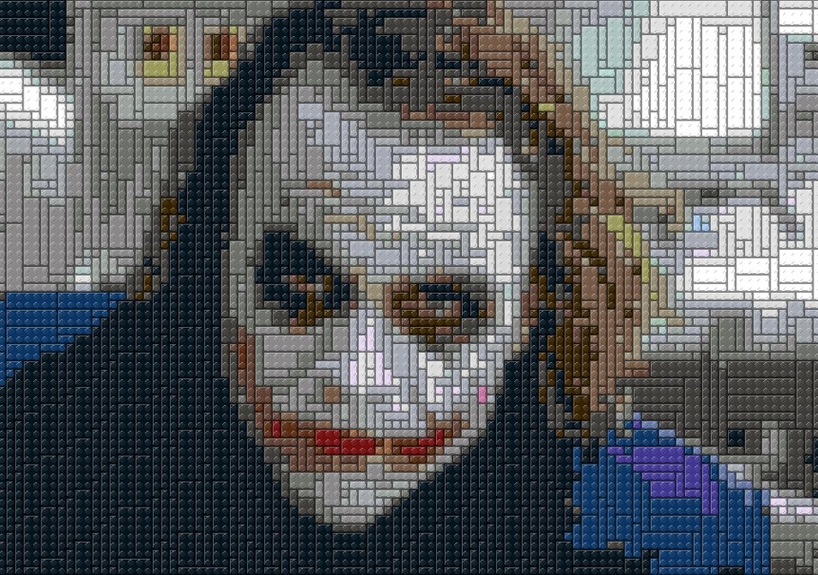 The same photo as a brick mosaic